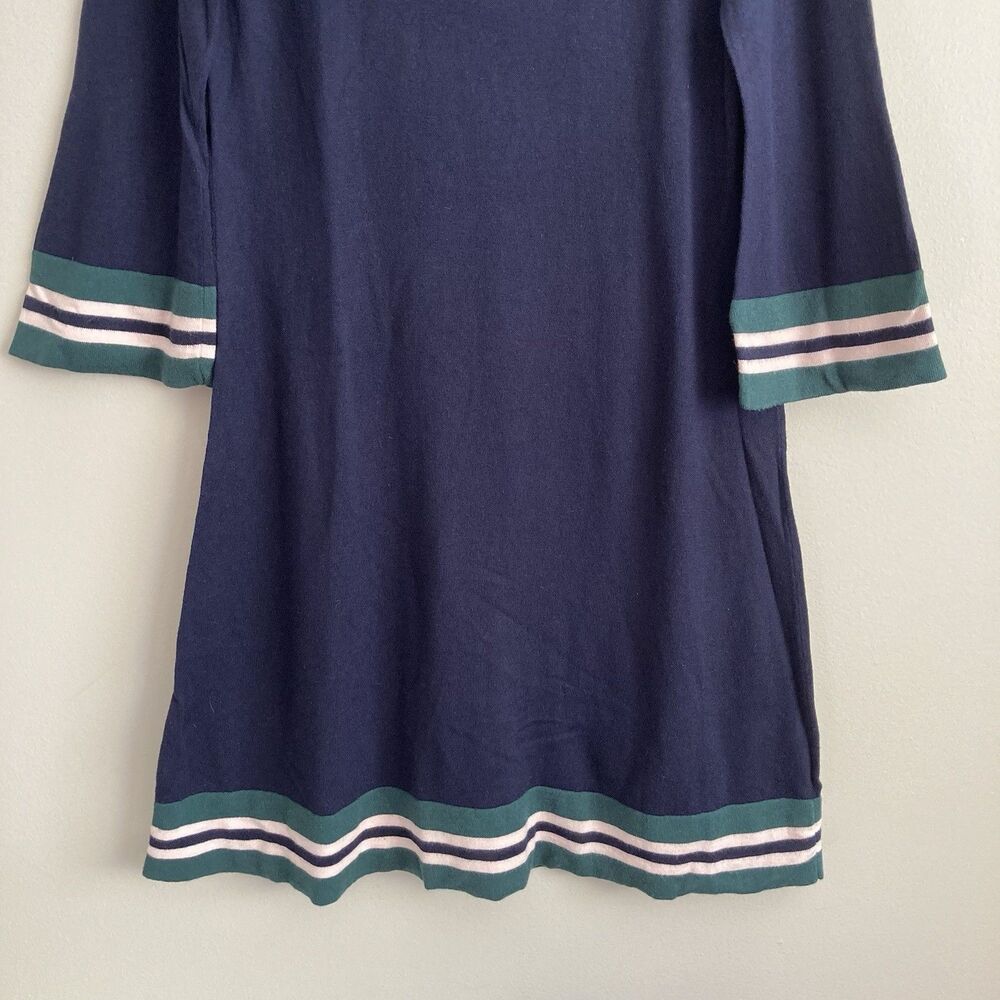 Boden Womens Trudy Knit Dress Size 12 Wool Cotton Blend Navy Green - Picture 6 of 11